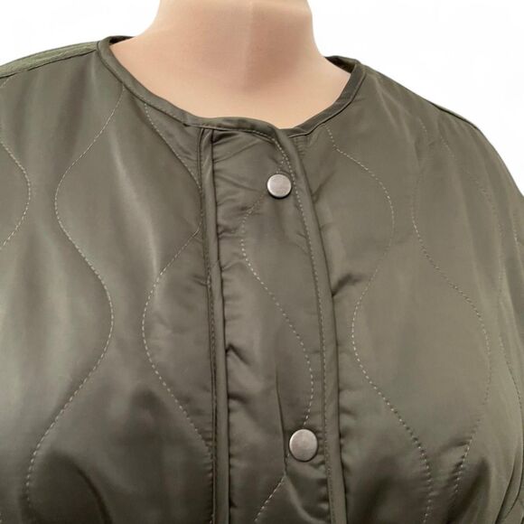 OAT New York Olive Green Quilted Satin Jacket, NWT! Size XL - Picture 5 of 11